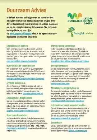 Leidse Duurzame Huizen Dagen komen eraan