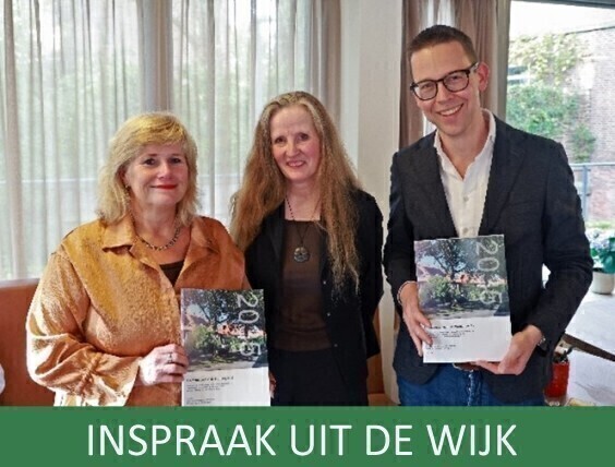 V.l.n.r. Yvonne van Delft (Wethouder Leiden), Blîde Duk (Warmtewerkgroep), Sander la Grouw (Voorzitter Wijkvereniging)